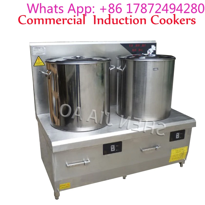 15KW Cooking Appliances Induction Cookers Stove Commercial Flat Head Double Head Electromagnetic Soup Furnace Machine 380V
