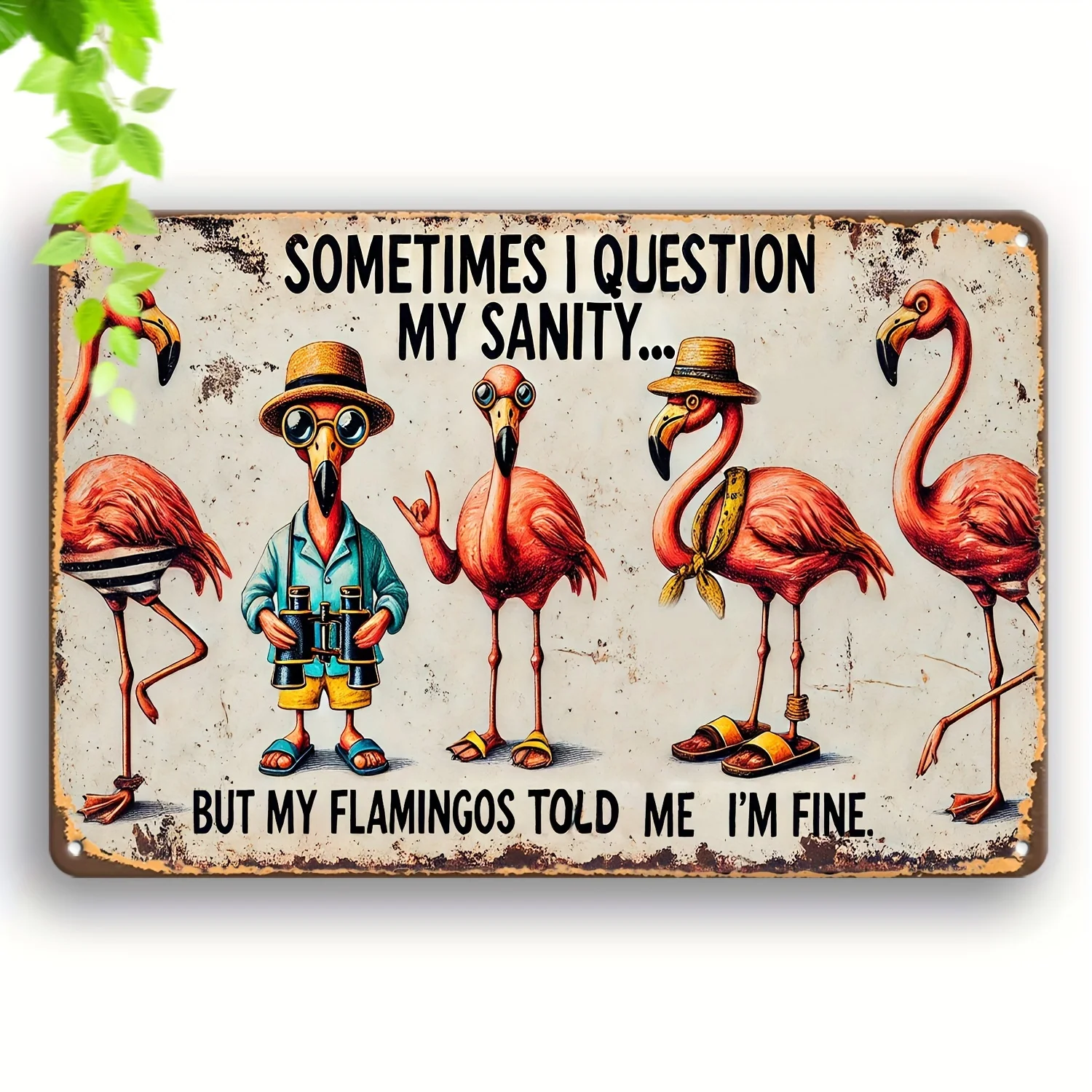 Flamingo Metal Wall Art Sign - 7.87