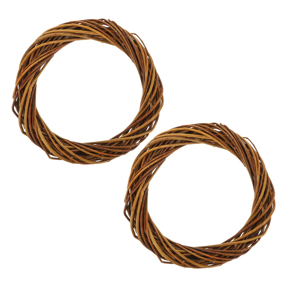 

2Pcs Wicker Wreath Natural Twig Rustic Garland Rings Front Door Window Wall Crafts DIY Supplies Wicker Wreath Round