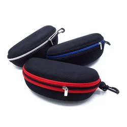 Portable Sunglasses Hard Case Carabiner Eva Eye Glasses Protector Zipper Box Holder Eyewear Accessories Black Blue Red