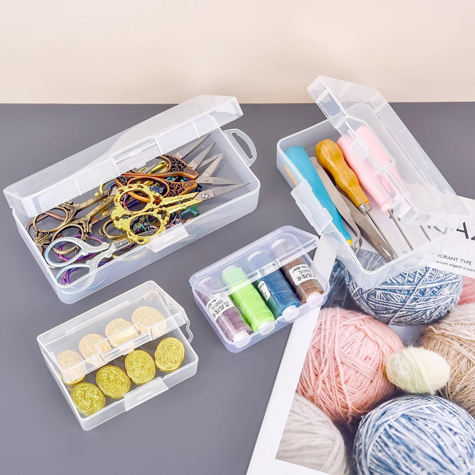 Clear Plastic Small Boxes Multifunctional Storage Box For Jewelry Earrings Rings Beads Collecting Dustproof Durable Storage Case