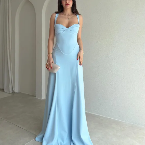 Customized Sweetheart Floor Length Sleeveless Vestidos Para Bodas Mujer Invitada Prom Dress فساتين سهره Dresses for Women Robe