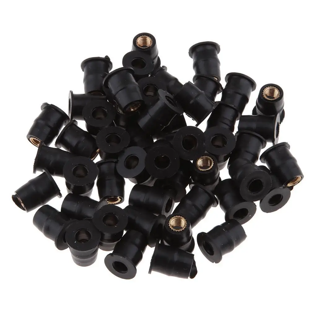 50Pcs Motorcycle Metric Windscreen Windshield Rubber Nuts 5