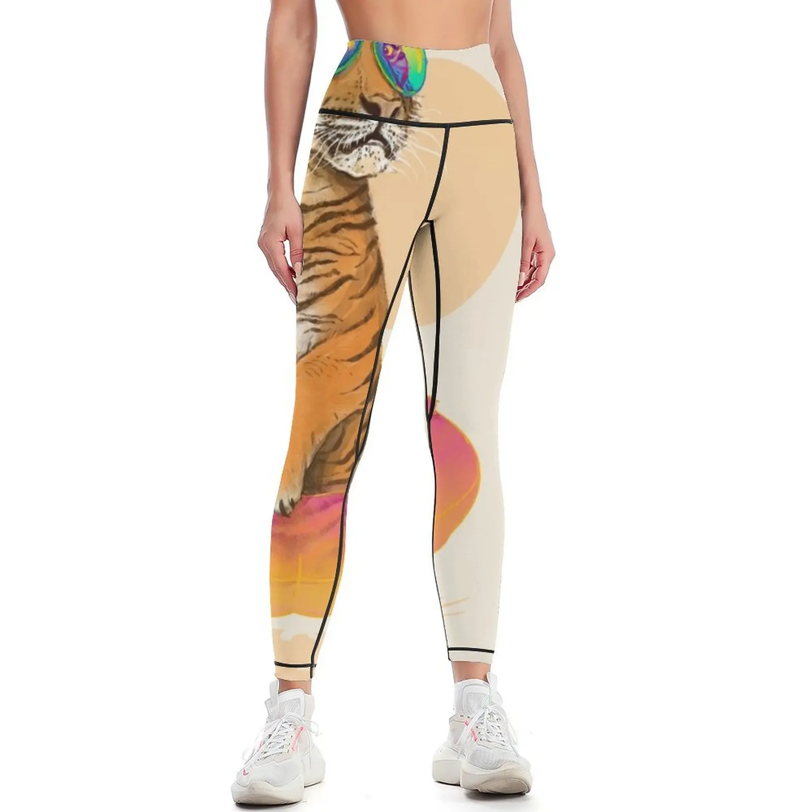 Chillin, Flamingo Tiger Leggings Women's sports pants push up tights for jogging pants Womens Leggings