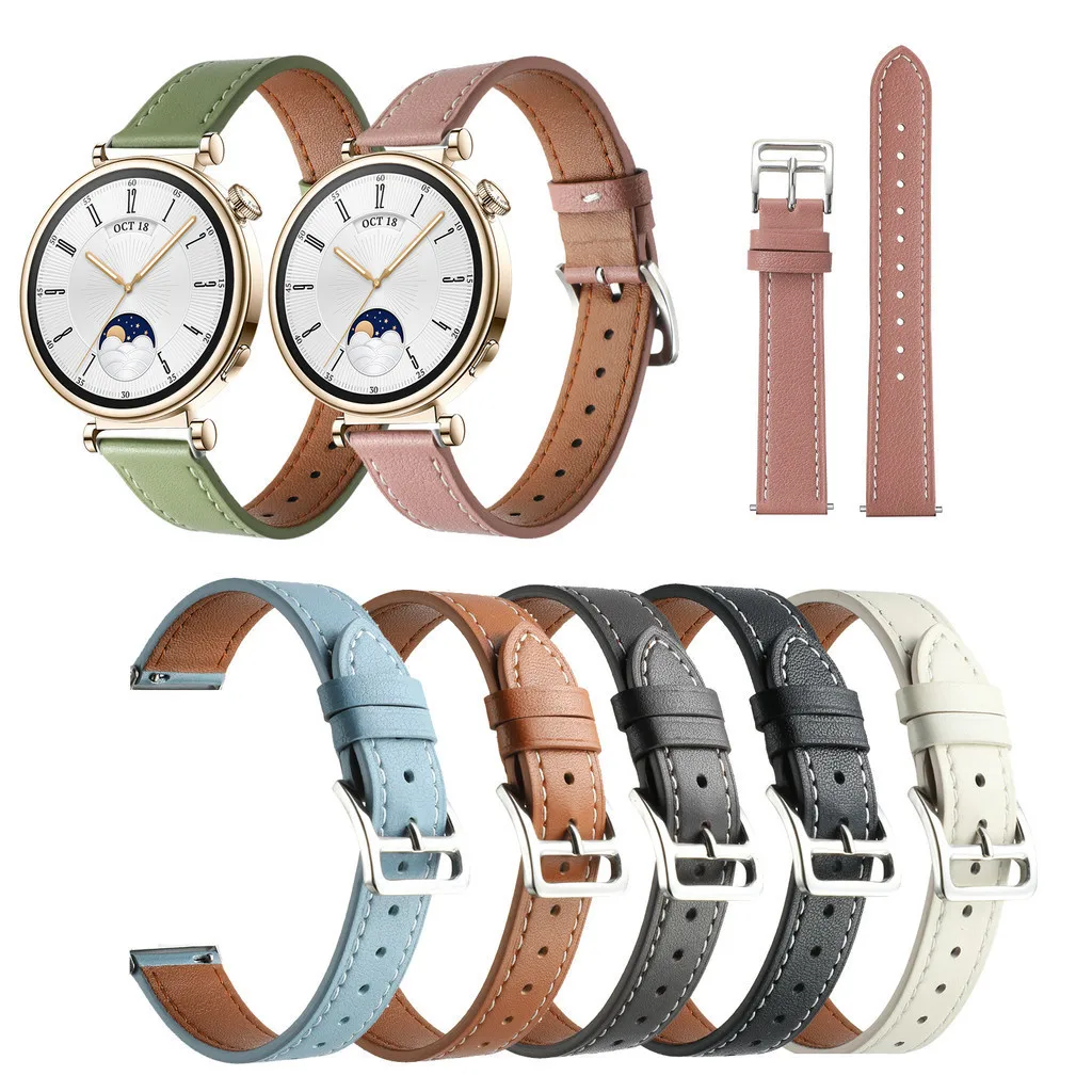 

Suitable For Huawei Watch GT 5 4 41mm GT5 Pro 42mm Realme band 2 18mm Luxury Genuine Leather Band Strap