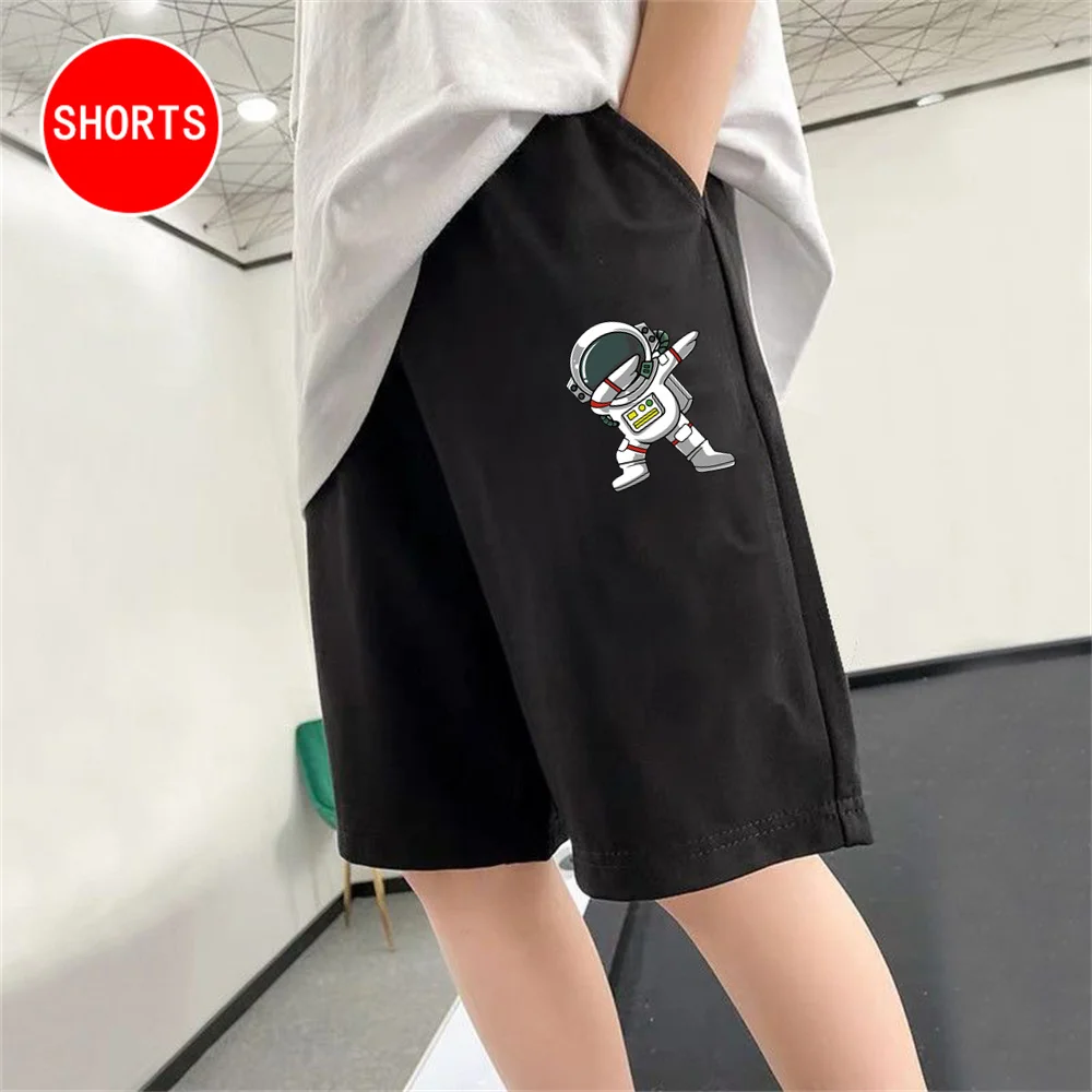 Teen Boys School Sports Shorts Astronaut Cartoon Short Pants Children Summer Cotton Sweatpants Loose Clothes 3-14T