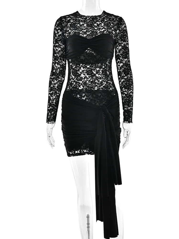 Slim Fit longue Sve ronde Ne Dr femmes taille haute jupe portefeuille européenne Sle t-shirt acétate fibre ort Dr