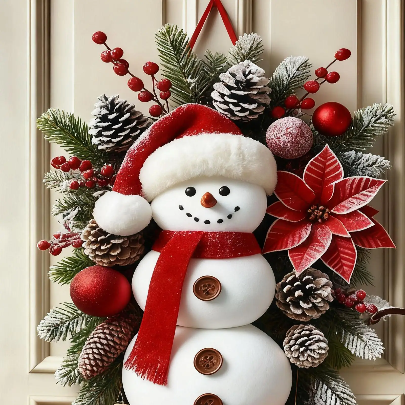 2025 Weihnachts-Türdekoration, Schneemann, niedliche Heimdekoration, Weihnachts-Türbanner, große Ornamente für drinnen und draußen, Wand, Wohnzimmer, Pati – Detail 3