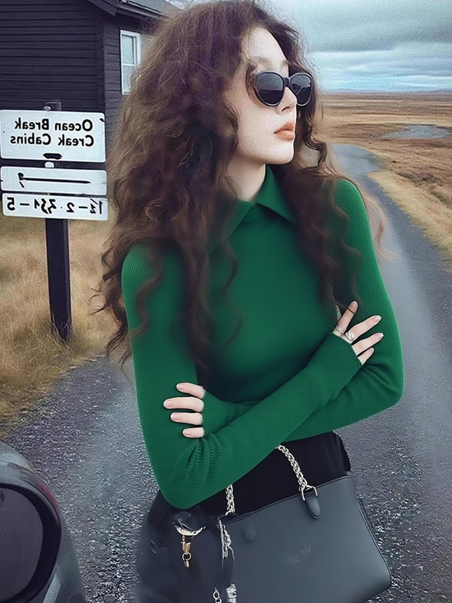 

Вязаный топ с длинными рукавами: модный, молодежный, красивый, универсальный, зимний, женская одежда