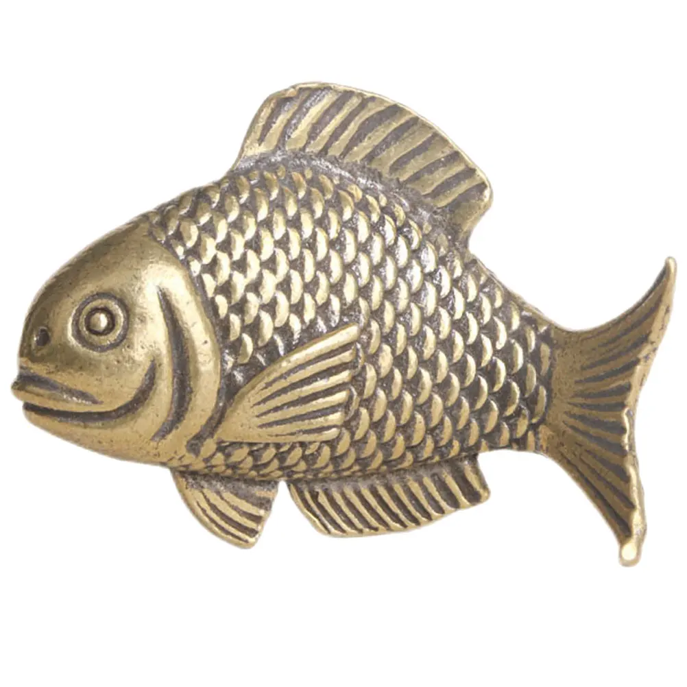 

Retro Golden Animal Statue Decor Desktop Ornament Paperweight Creative Small Brass Craft Sculpture Cabinet Decoration Fish