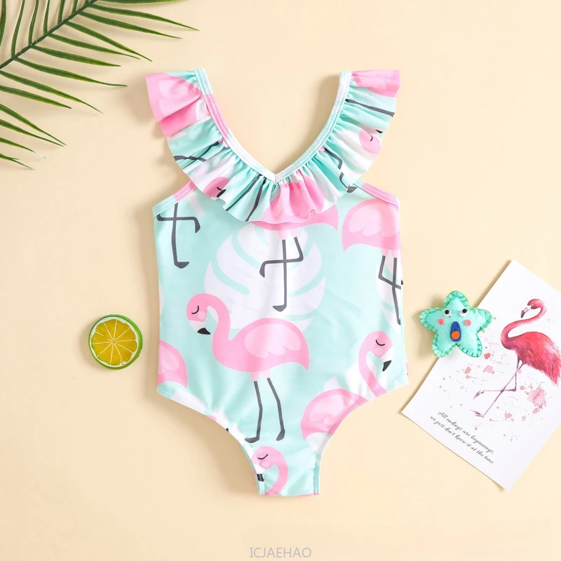 

Girls Printed V Neck Strappy Swimsuit Matching Kids Children Hot Spring Beach Swimwear Outfit Holiday Wear Simple Fashion Style