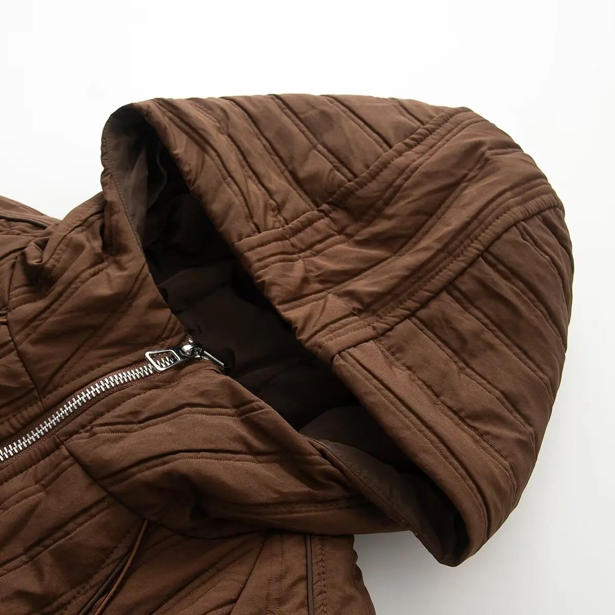 Early Autumn New Women's Fashion Polyester Fiber Hooded Zipper Jacket Striped Pattern Double Line Casual Loose Style Coat