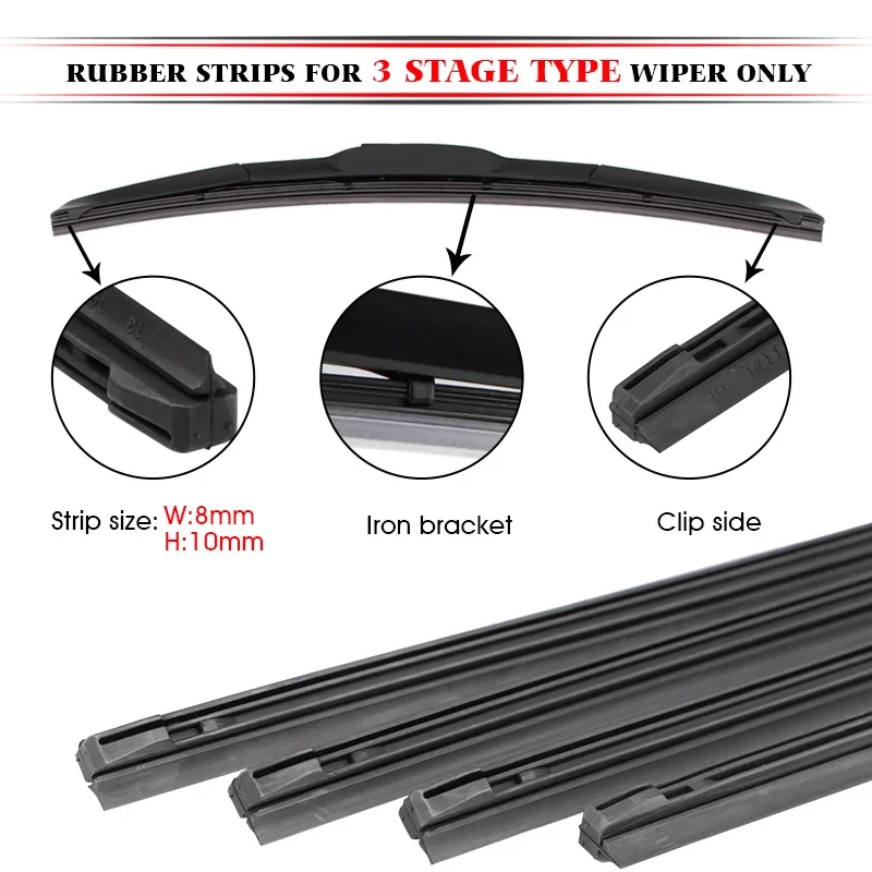 Escobillas de limpiaparabrisas para coche, tira de goma (repuesto) de 8mm, accesorios suaves de 14, 16, 17, 18, 19, 20, 21, 22, 24, 26 y 28