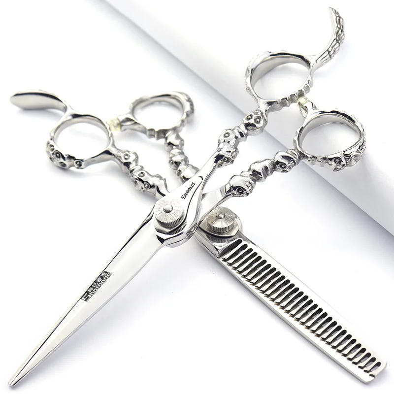 Professional Hair Clippers, Hairstylists, 6-inch Skull Flat Scissors, Dental Scissors