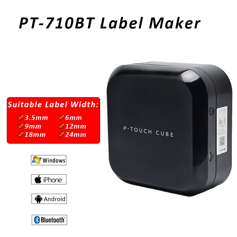 Imagem -03 - Brother P-touch Cube Label Printer Pt-p300bt Pt710bt Pt-910bt Bluetooth para Tze 12 18 24 36 mm