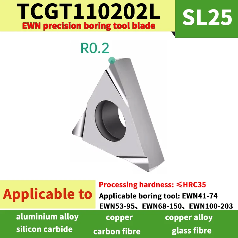 10 pieces EWN Triangular fine boring insert  blade TPGH0802L TCGT1102L TPGH1103L SL25 for aluminum alloy steel parts milling