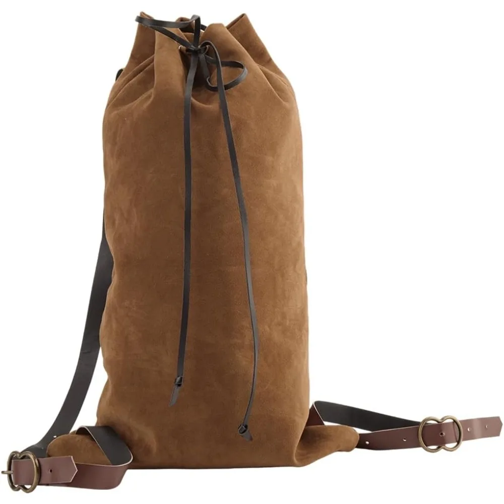 

Flocking Fibre Drawstring Backpacks with PU Leather Straps and Alloy Clasps for Travel Rectangle Camel 461x275x2mm