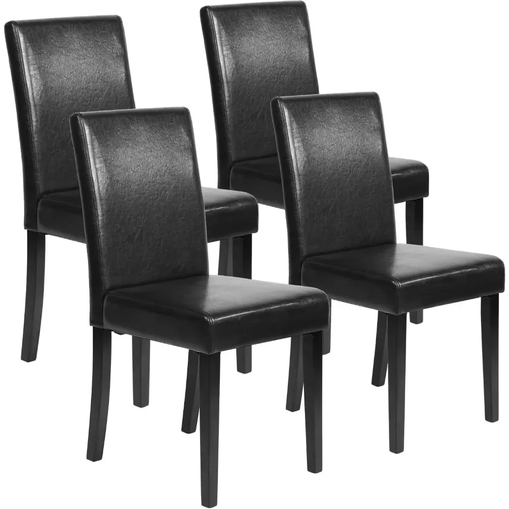 Dining Chairs Dining Room Chairs Set of 4 Dining Side Chairs for Home Kitchen Living Room, Leather Black