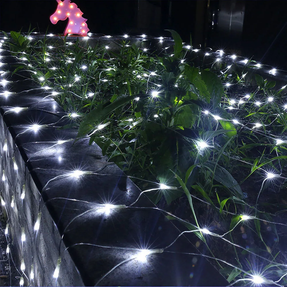 Wasserdichte 8 Modi LED Fischnetz Lichterkette im Freien 2 * 2/3 * 2M Girlande Fee Vorhang Lichter für Garten Party Weihnachtsdekoration – Detail 11