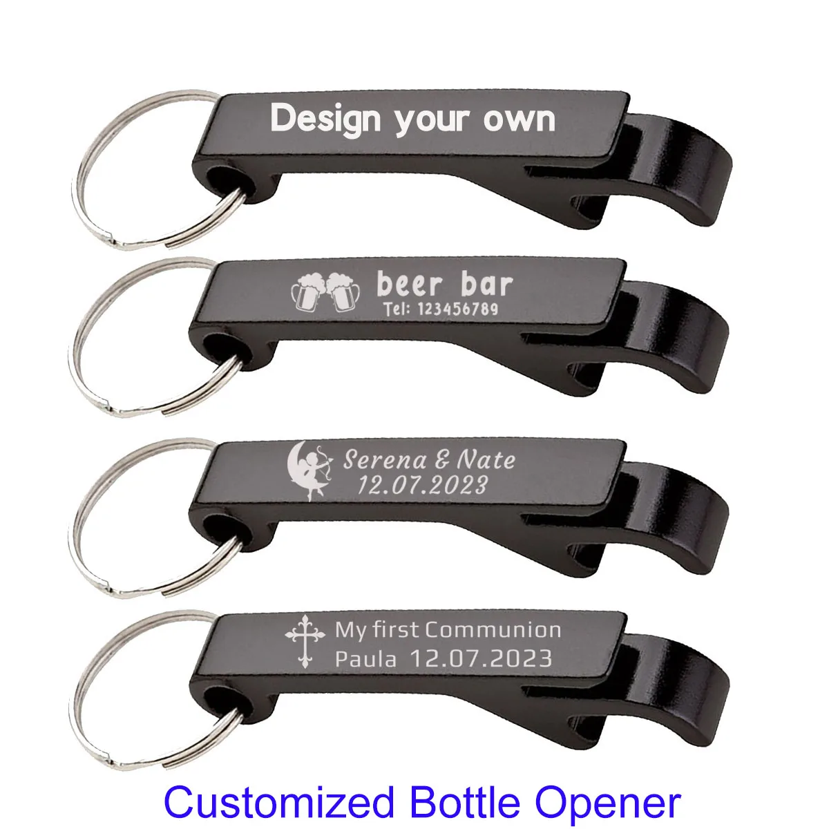 30pcs Personalized Bottle Opener Keychain Custom Aluminum Beer Bottle Opener Engraved Any Text/Logo Wedding Favors, Brewery, Bar