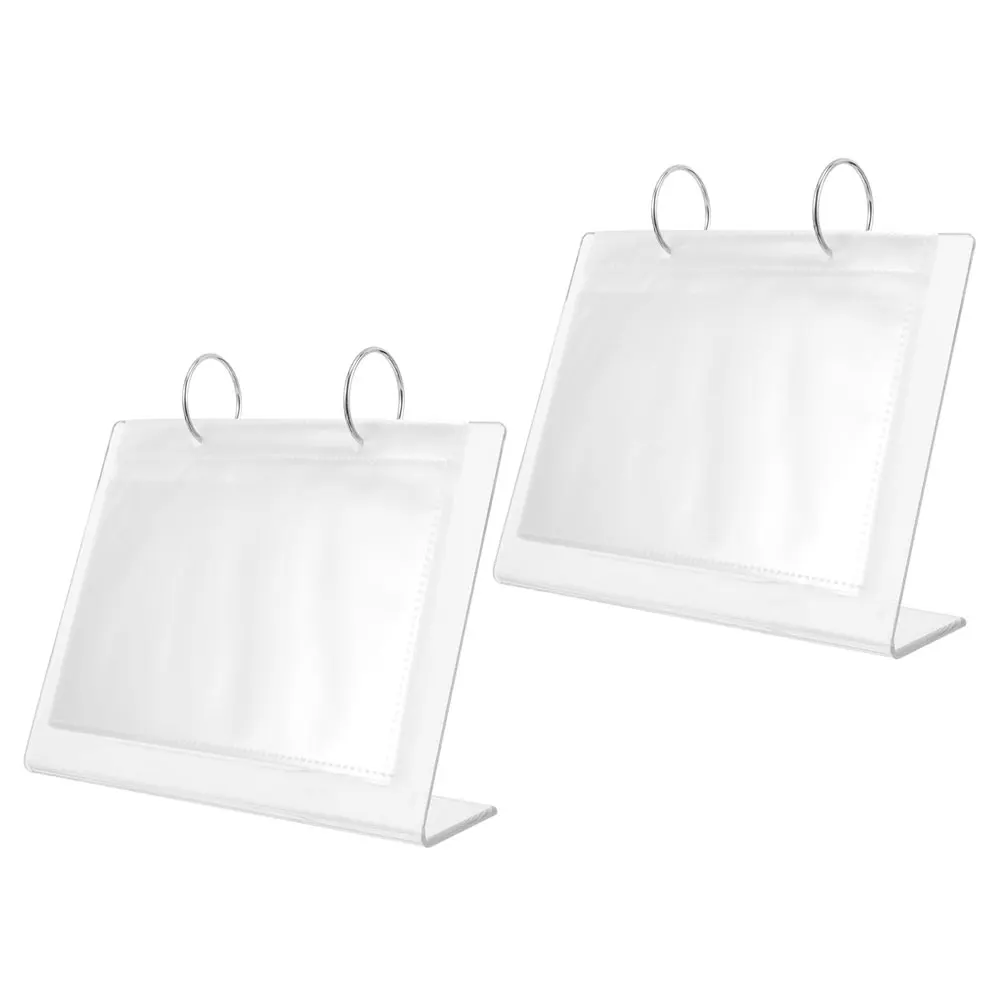 

2Pcs Nail Sticker Display Holder for Desktop Acrylic Nail Art Sticker Album Storage Organizer Transparent Stand for Mini Photos