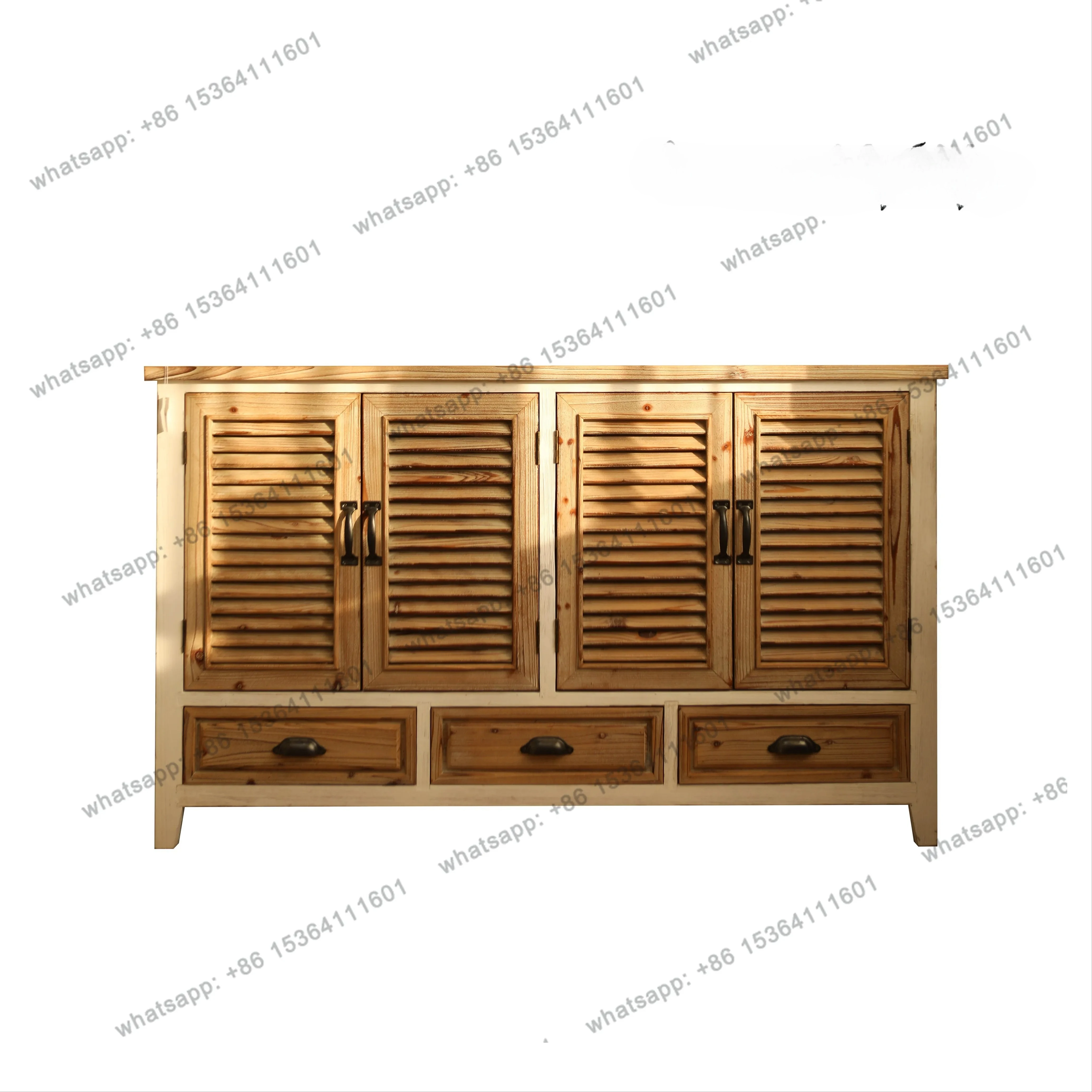 Log shutters, cabinets, four doors, three pumps, high and low double styles, living room