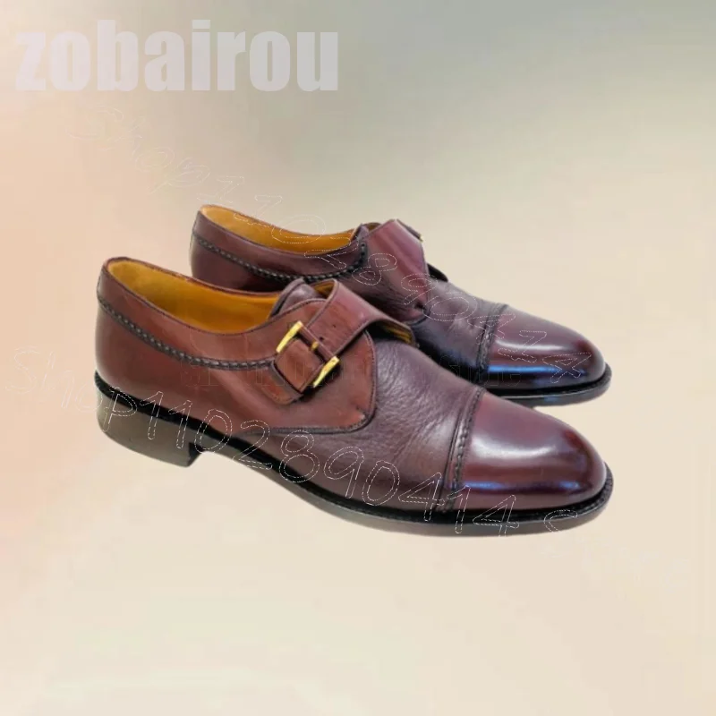 

Purple Brown Knitted Sewing Design Buckle Loafers Fashion Slip On Men Shoes Luxury Handmade Party Banquet Dating Men Dress Shoes