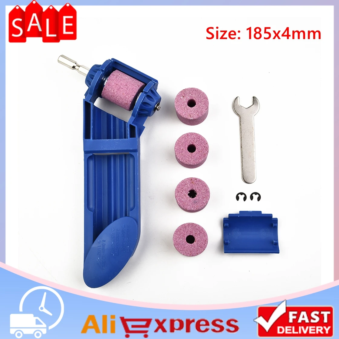 Portable Drill Bit Sharpener ABS Plastic Corundum Grinding Wheel  Wrench Circlip For Grinding Iron Drills Grinder Polishing Set