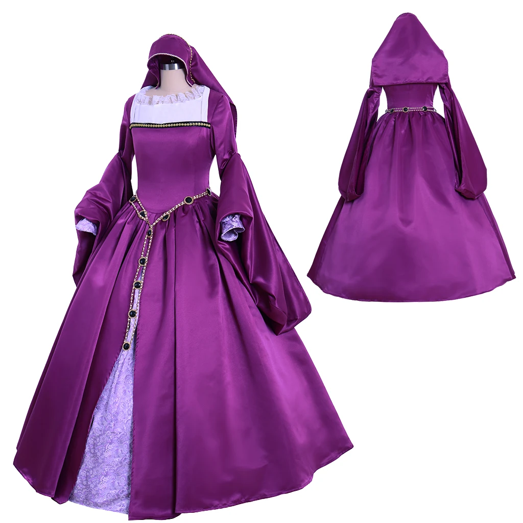 Victorian Queen Elizabeth Tudor Period Tudor Renaissance Medieval Anne Boleyn Dress Gown Purple Dress Anne Boleyn Costume