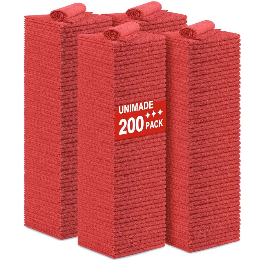 

Салфетки-тряпки, 200 штук, многоразовые, из микрофибры, безворсовые, для уборки автомобиля, кухни, автомастерских, баров, механиков, ресторанов