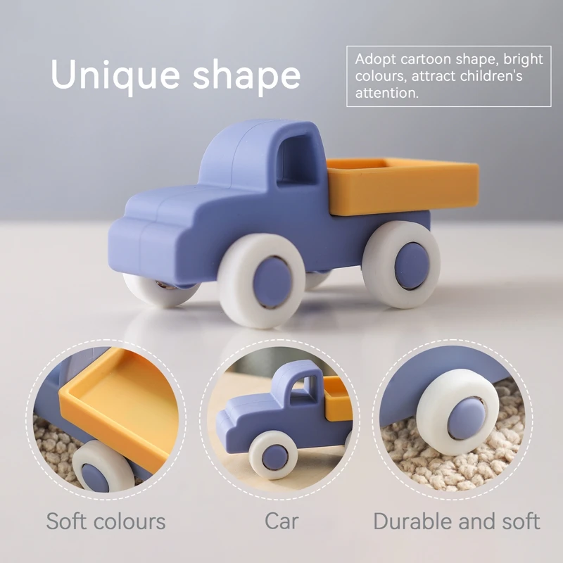 1PCS Silicone Car Building Block Toy Boys And Girls 0-12 Months Teething Toys Baby Hands Montessori Toys Children Christmas Gift