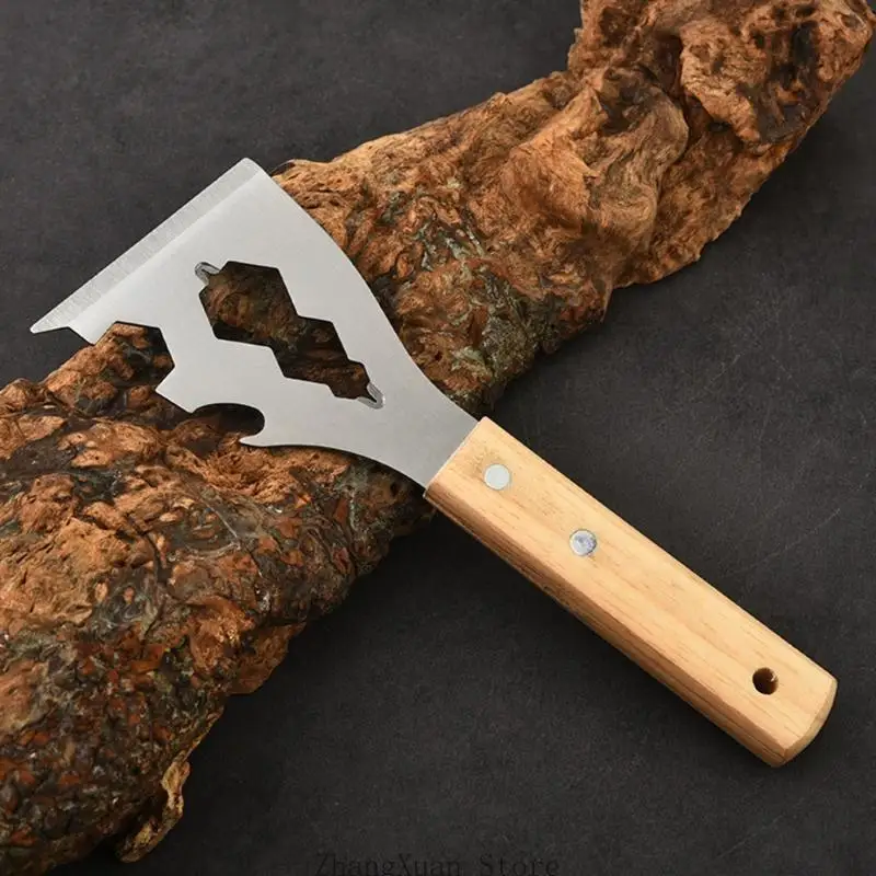 3xuf kokoh stainless steel scraper dengan pegangan kayu aksesori portabel nyaman untuk berbagai tugas pembersihan