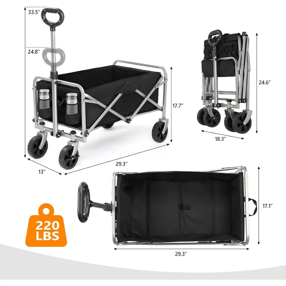 Inklapbare Wagen, Strandwagen Met Grote Wielen Voor Zand, Kruidenierswagon All-Terrain Wielen Tuin Kruidenierswagen Om Te Winkelen