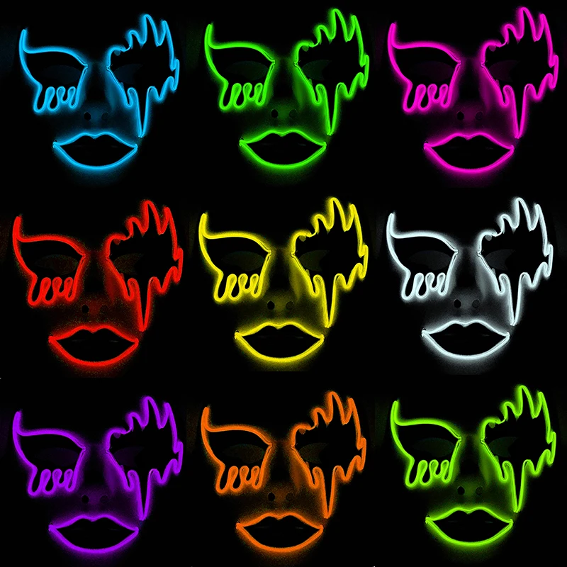 Maschere a led Halloween Masquerade Spaventoso Dj Fantasmi Puntelli di danza Luminoso Creepy Killer Maschera Luce fredda Maschera dipinta a mano per uomo