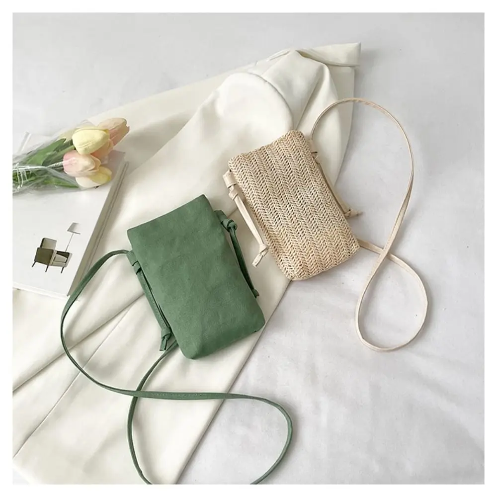 Multifunctional Canvas Mobile Phone Bag Hanging Neck Light Weight Messenger Bag Fashion All-match Small Crossbody Bag Coin Purse