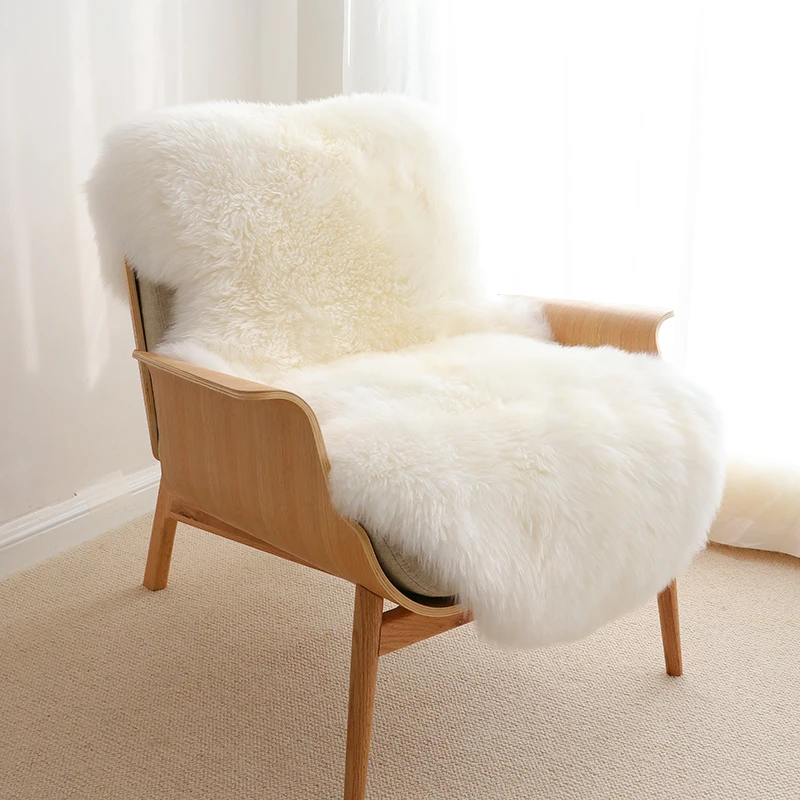 2023 New Plush Soft Sheepskin Bedroom Carpet Real Wool Pad Long Hair Bedside Mat Sofa Cushion Rugs Living Room Fur Carpet