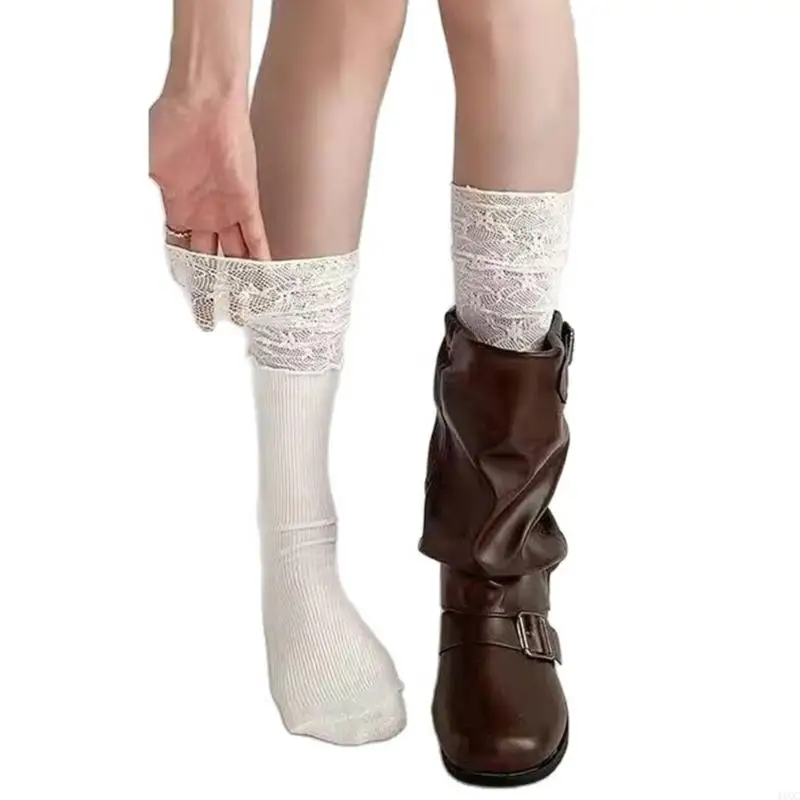 Multifunction Layered Lace Socks Neutral Colors Soft Textured Fabric All Day Wear 