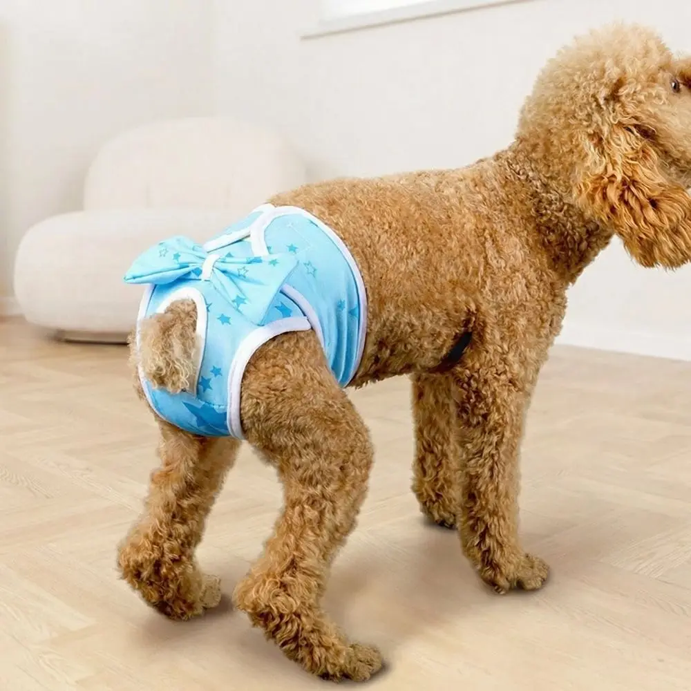 Washable Pet Physiological Pants Adjustable Cartoon Print Dog Diaper Comfortable Breathable Dog Sanitary Pants Menstrual Period
