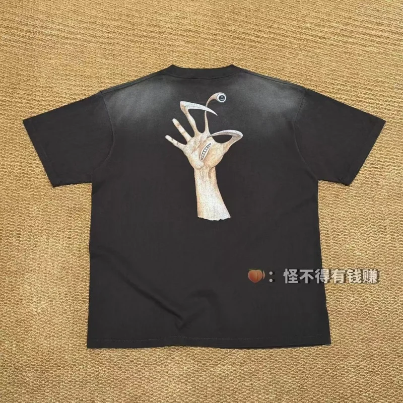 Authentic SAINT Comic Tee Summer Men's Women's Distressed Round Neck Gradient Loose-Fit Casual