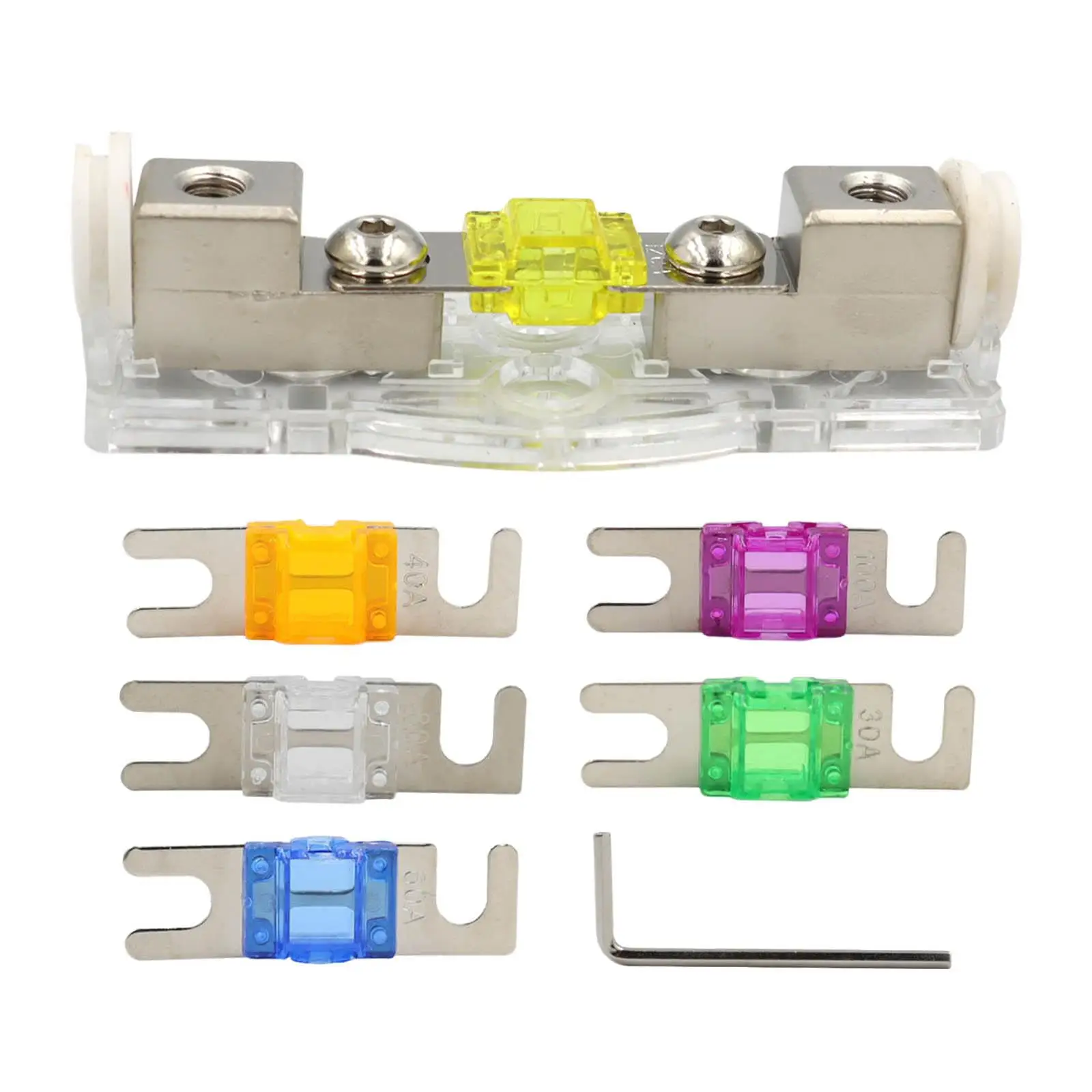 120A Anl Fuse Holder with Fuse 30A 40A 60A 80A 100A 12-32V Fuse Block Fit for Auto Car Stereo Audio Amplifier RV Manual Reset view 2