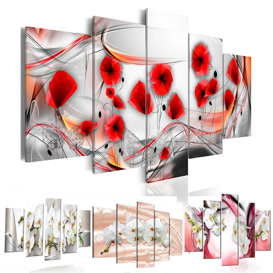 

Diamond Painting Embroidery 5 piece Orchid Flower Painting module Diamond Painting Cross Stitch wall art decoration WE790 004
