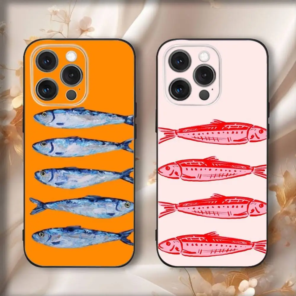 

Fish Art Painting Phone Case For iPhone16,15,14,13,12,11,Pro,Max,Plus,X,XS,SE4,E,Mini,Soft Black Case