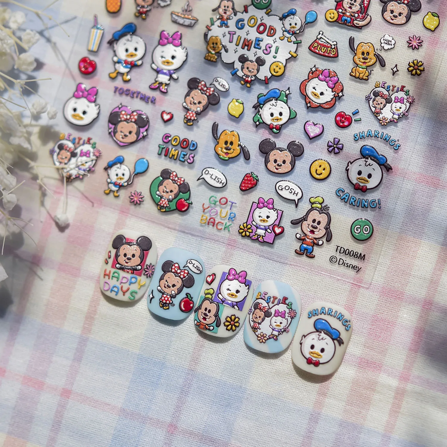 5D Embossed Disney Nail Stickers Mickey Mouse Pluto Nail Art