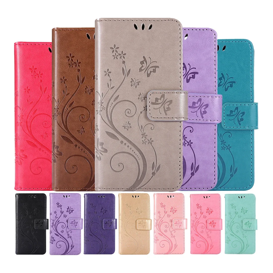 Wallet Flip Phone Case For Coque Samsung Galaxy S24 S23 Ultra S22 Plus S21 FE S20 S10 Plus S10E Card Holder Stand Book Cover