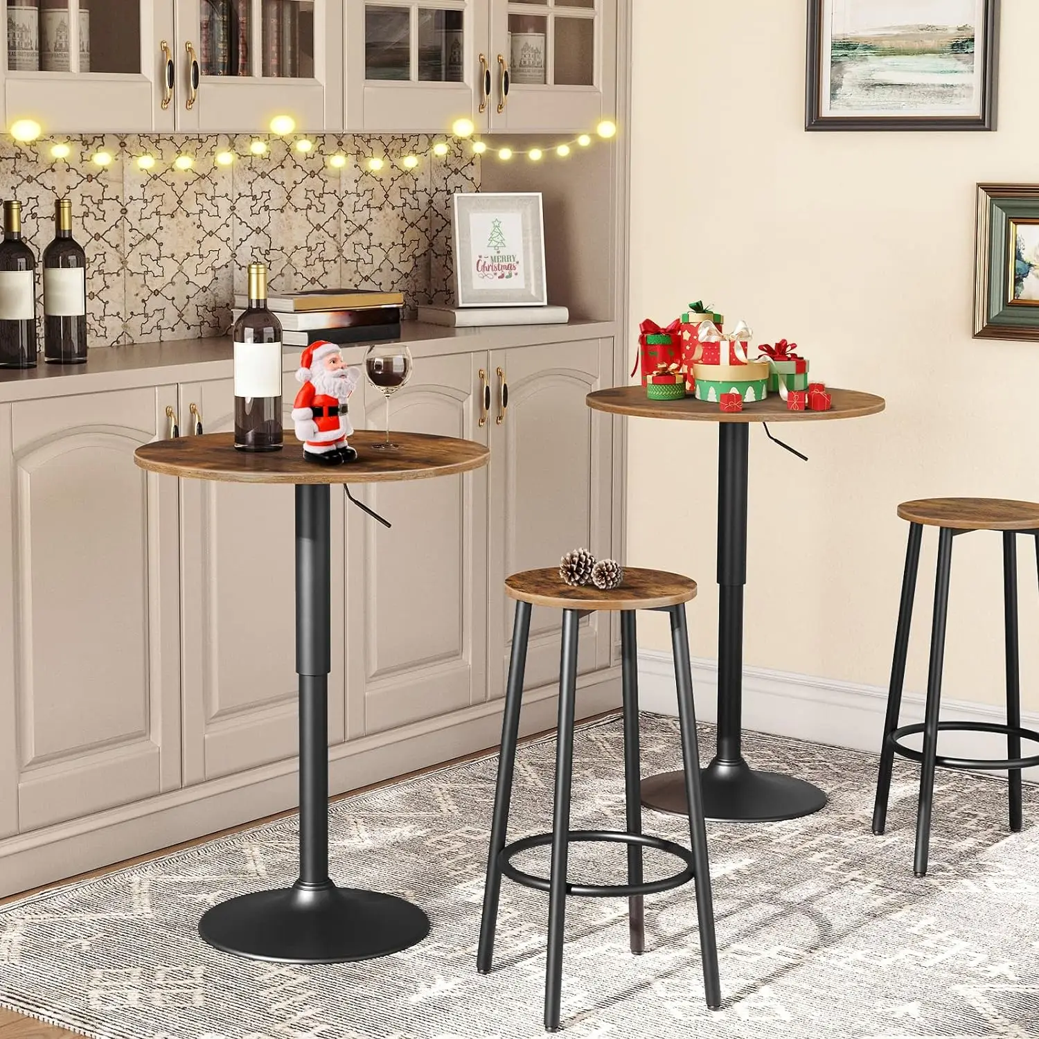 Comfort corner Bar Stools, Set of 2 Bar Chairs, Kitchen Round Height Stools ,Breakfast Bar Stools,Sturdy Steel Frame for Kitchen