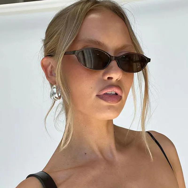 Lunettes de soleil rétro à monture ovale pour femmes, tendance, petite monture, Punk, yeux de chat, pare-soleil, Protection solaire, UV400