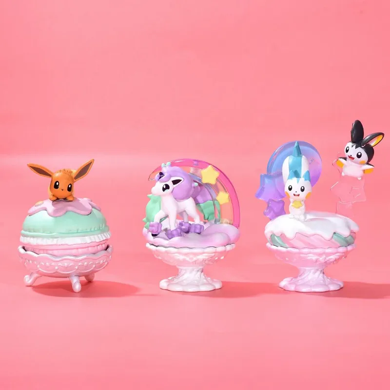 Kawaii dos desenhos animados re-mantem pokemon eevee pikachu pônei piplup pachirisu anime figura de ação modelo presentes para aniversário menino e menina