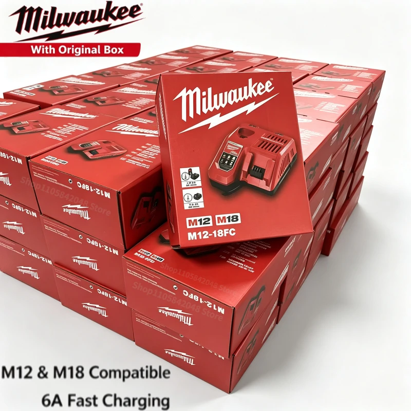 100% New Milwaukee 12V 14.4V 18V Lithium ion Battery,For M12  M14 M18 M12B2 M14B4 48-11-1840 48-11-1860 Fast Charging Charger