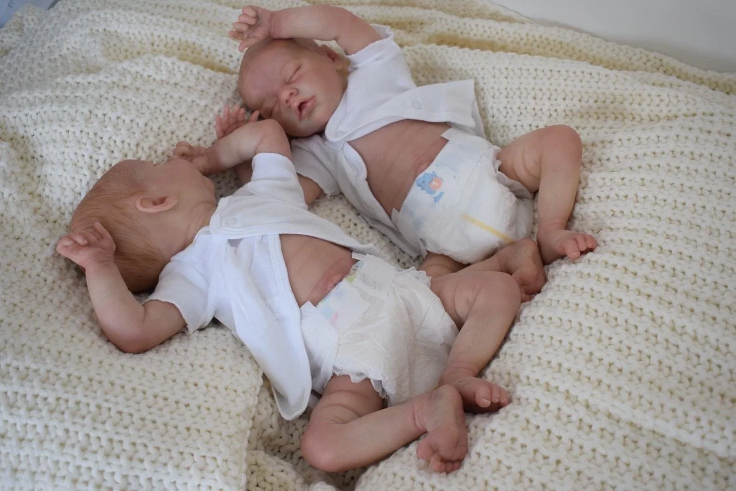 Conjunto de boneca reborn de corpo inteiro NPK de 16 polegadas - gêmeos recém-nascidos dormindo pele 3D realista com veias visíveis presente infantil colecionável