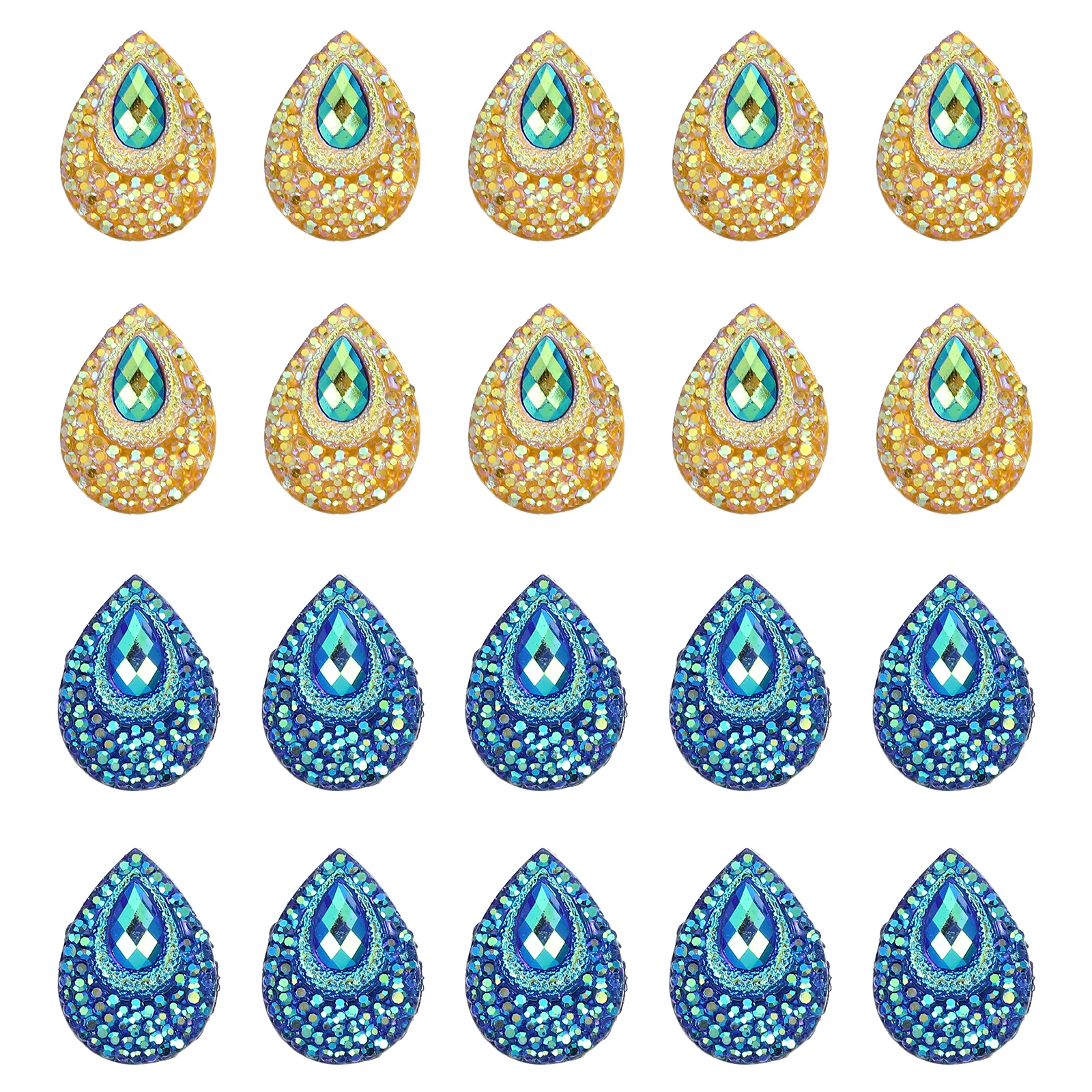 

100 Pcs Applique Water Drop-shaped Resin Flat Bottom Drill Decoration Crafting Rhinestones Accessories for Crafts Nails